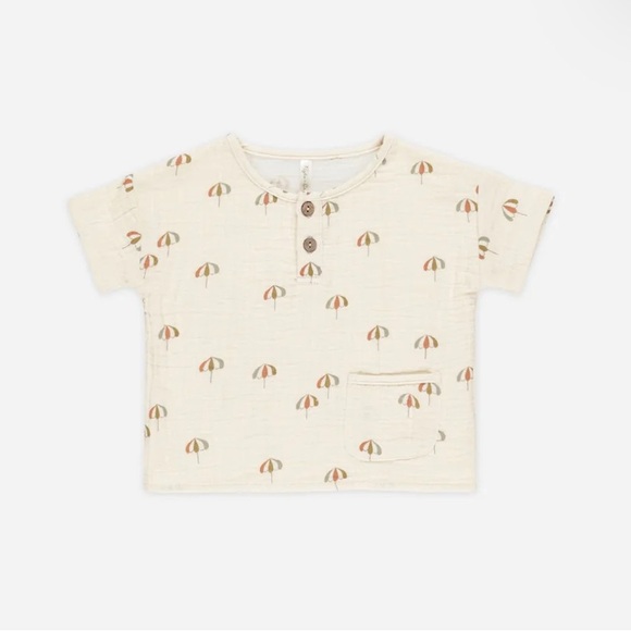 Rylee + Cru Other - Rylee + Cru woven Henley Tee in umbrella